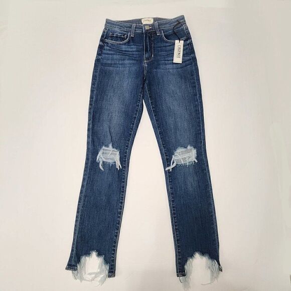 L'AGENCE High Line - Size 25 - Skinny Jeans Dark Wash Blue Destructed - Picture 5 of 12